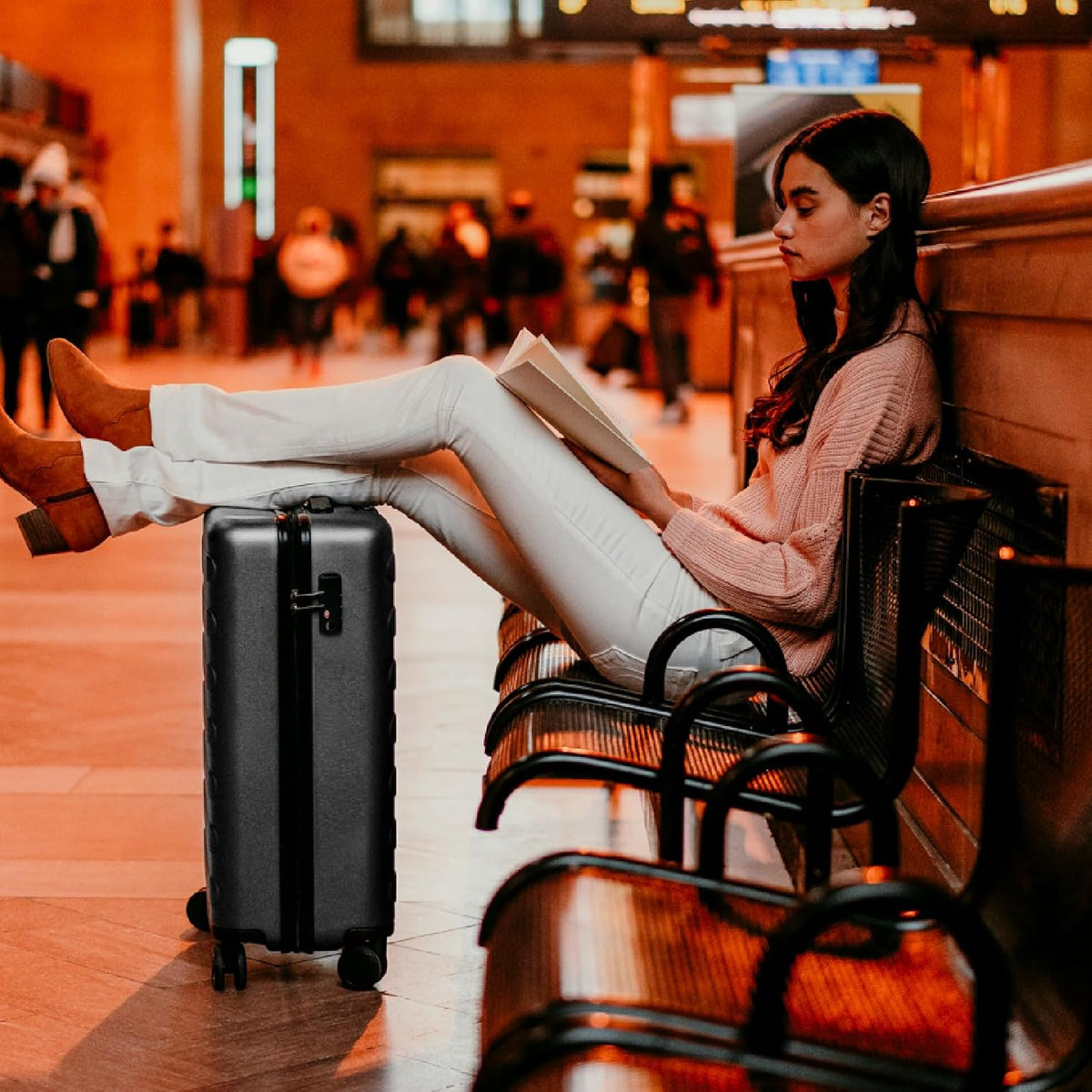 Carry On Luggage 22x14x9 Airline Approved, 20 Inch Luggage with Smooth Spinner Wheels, Expandable, Hard Shell PC Suitcase, Lightweight Travel Luggage, TSA Approved (Shadow, Rhine Max)