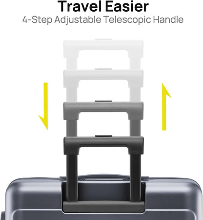 Carry On Luggage 22x14x9 Airline Approved, 20 Inch Luggage with Smooth Spinner Wheels, Expandable, Hard Shell PC Suitcase, Lightweight Travel Luggage, TSA Approved (Shadow, Rhine Max)