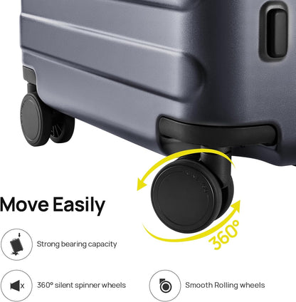 Carry On Luggage 22x14x9 Airline Approved, 20 Inch Luggage with Smooth Spinner Wheels, Expandable, Hard Shell PC Suitcase, Lightweight Travel Luggage, TSA Approved (Shadow, Rhine Max)