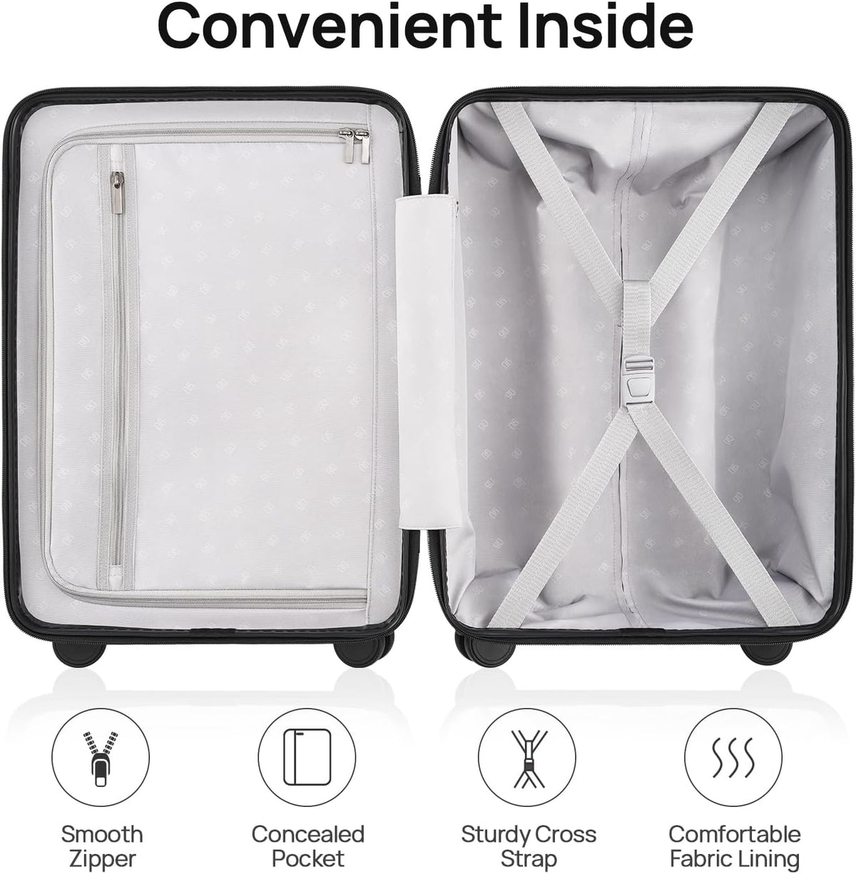 Carry On Luggage 22x14x9 Airline Approved, 20 Inch Luggage with Smooth Spinner Wheels, Expandable, Hard Shell PC Suitcase, Lightweight Travel Luggage, TSA Approved (Shadow, Rhine Max)