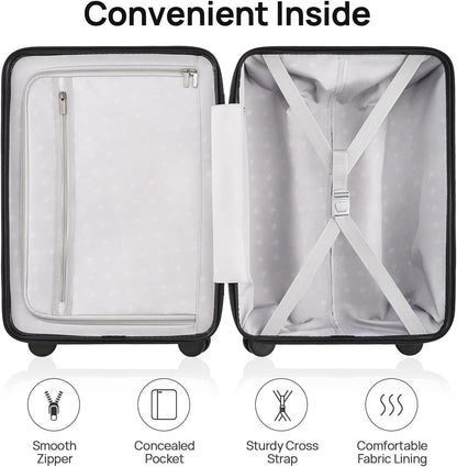 Carry On Luggage 22x14x9 Airline Approved, 20 Inch Luggage with Smooth Spinner Wheels, Expandable, Hard Shell PC Suitcase, Lightweight Travel Luggage, TSA Approved (Shadow, Rhine Max)