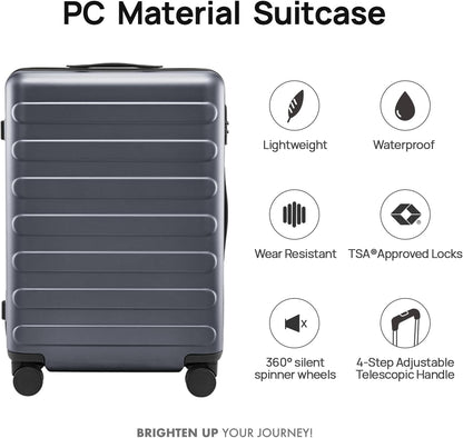 Carry On Luggage 22x14x9 Airline Approved, 20 Inch Luggage with Smooth Spinner Wheels, Expandable, Hard Shell PC Suitcase, Lightweight Travel Luggage, TSA Approved (Shadow, Rhine Max)