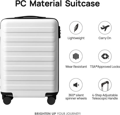 Carry On Luggage 22x14x9 Airline Approved, 20 Inch Luggage with Smooth Spinner Wheels, Expandable, Hard Shell PC Suitcase, Lightweight Travel Luggage, TSA Approved (Shadow, Rhine Max)