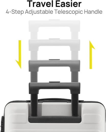 Carry On Luggage 22x14x9 Airline Approved, 20 Inch Luggage with Smooth Spinner Wheels, Expandable, Hard Shell PC Suitcase, Lightweight Travel Luggage, TSA Approved (Shadow, Rhine Max)