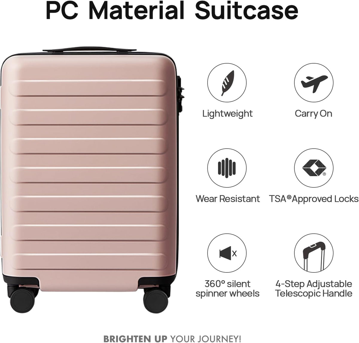 Carry On Luggage 22x14x9 Airline Approved, 20 Inch Luggage with Smooth Spinner Wheels, Expandable, Hard Shell PC Suitcase, Lightweight Travel Luggage, TSA Approved (Shadow, Rhine Max)