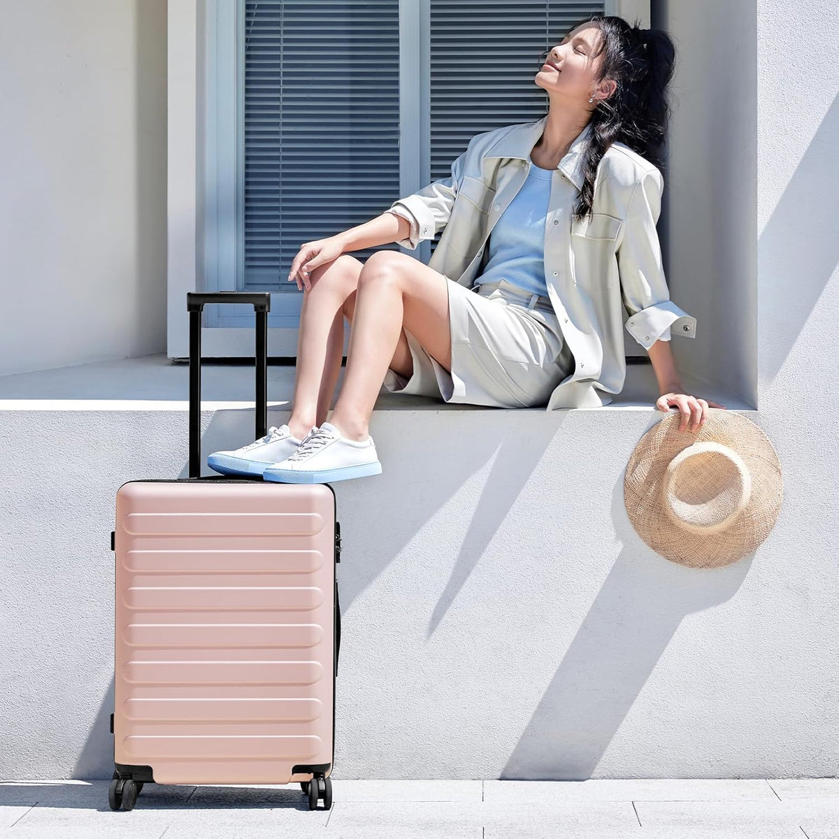 Carry On Luggage 22x14x9 Airline Approved, 20 Inch Luggage with Smooth Spinner Wheels, Expandable, Hard Shell PC Suitcase, Lightweight Travel Luggage, TSA Approved (Shadow, Rhine Max)
