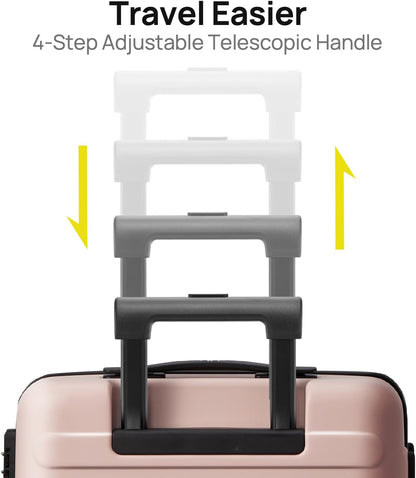 Carry On Luggage 22x14x9 Airline Approved, 20 Inch Luggage with Smooth Spinner Wheels, Expandable, Hard Shell PC Suitcase, Lightweight Travel Luggage, TSA Approved (Shadow, Rhine Max)