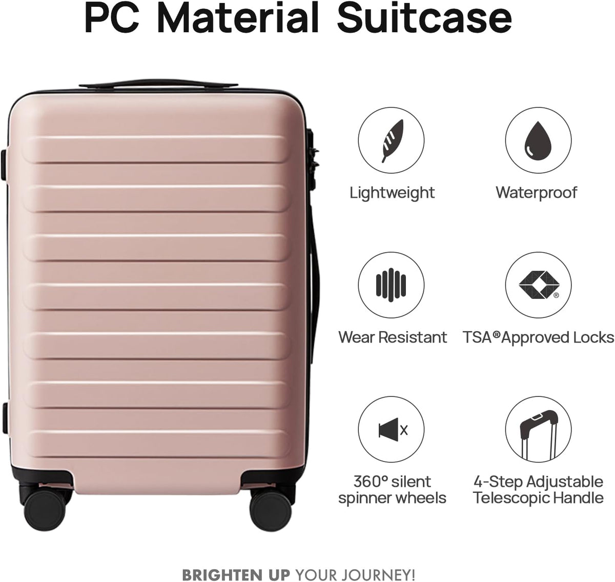 Carry On Luggage 22x14x9 Airline Approved, 20 Inch Luggage with Smooth Spinner Wheels, Expandable, Hard Shell PC Suitcase, Lightweight Travel Luggage, TSA Approved (Shadow, Rhine Max)