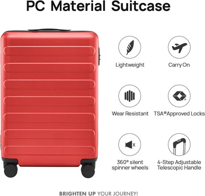 Carry On Luggage 22x14x9 Airline Approved, 20 Inch Luggage with Smooth Spinner Wheels, Expandable, Hard Shell PC Suitcase, Lightweight Travel Luggage, TSA Approved (Shadow, Rhine Max)