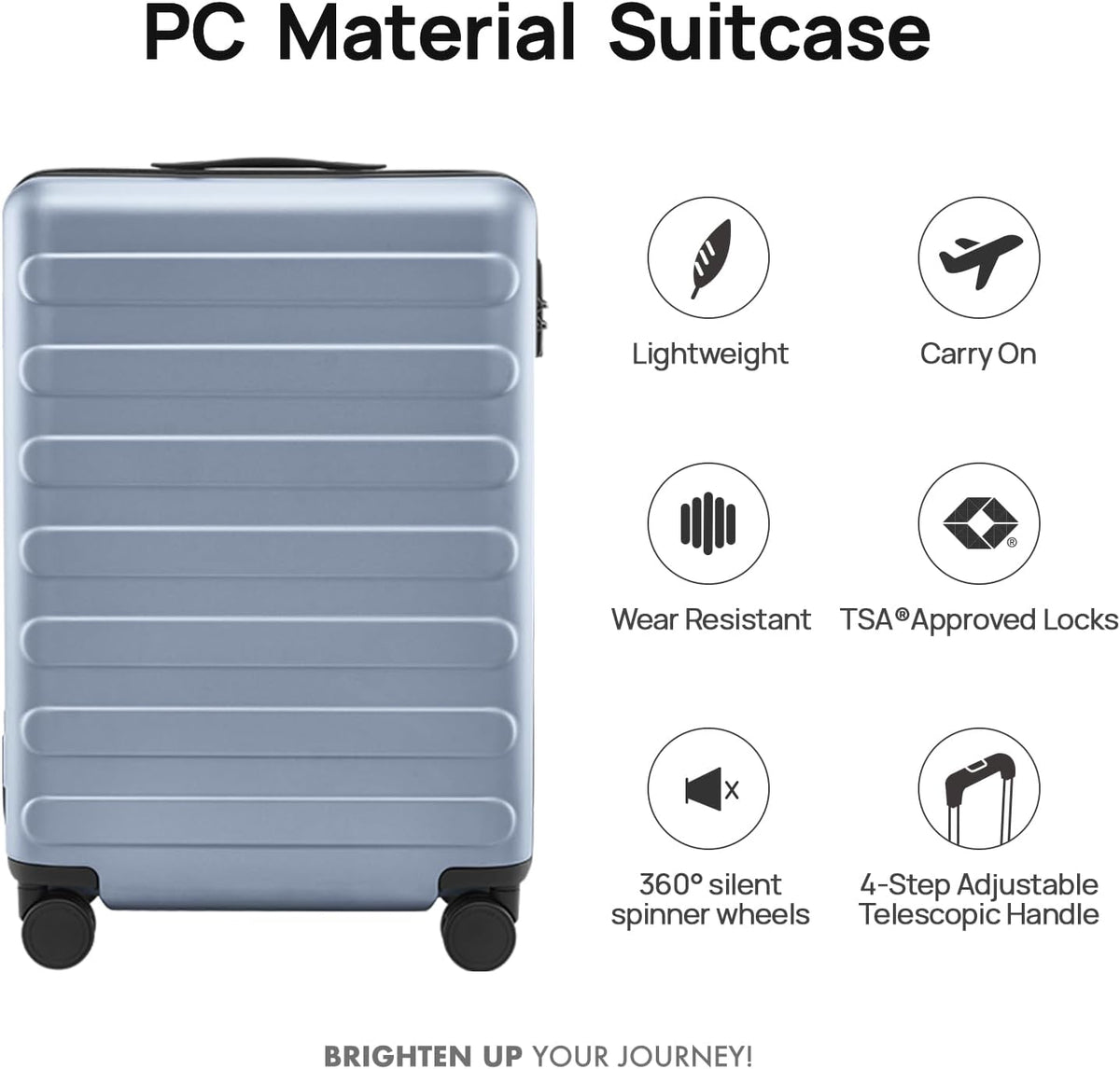 Carry On Luggage 22x14x9 Airline Approved, 20 Inch Luggage with Smooth Spinner Wheels, Expandable, Hard Shell PC Suitcase, Lightweight Travel Luggage, TSA Approved (Shadow, Rhine Max)