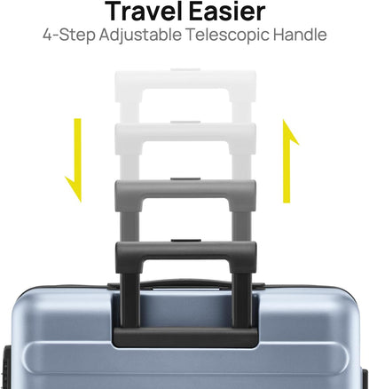 Carry On Luggage 22x14x9 Airline Approved, 20 Inch Luggage with Smooth Spinner Wheels, Expandable, Hard Shell PC Suitcase, Lightweight Travel Luggage, TSA Approved (Shadow, Rhine Max)