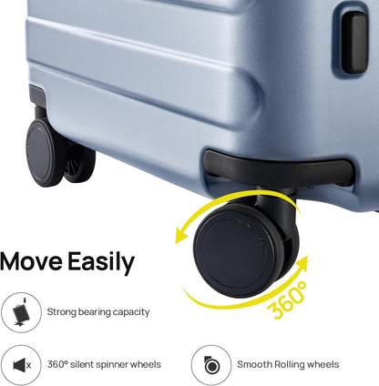 Carry On Luggage 22x14x9 Airline Approved, 20 Inch Luggage with Smooth Spinner Wheels, Expandable, Hard Shell PC Suitcase, Lightweight Travel Luggage, TSA Approved (Shadow, Rhine Max)