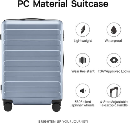 Carry On Luggage 22x14x9 Airline Approved, 20 Inch Luggage with Smooth Spinner Wheels, Expandable, Hard Shell PC Suitcase, Lightweight Travel Luggage, TSA Approved (Shadow, Rhine Max)