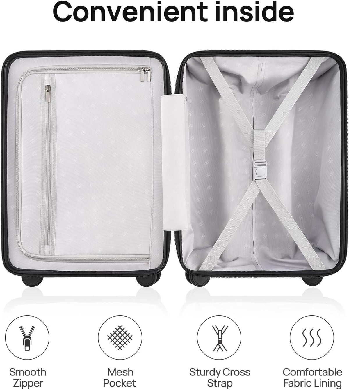 Carry On Luggage 22x14x9 Airline Approved, 20 Inch Luggage with Smooth Spinner Wheels, Expandable, Hard Shell PC Suitcase, Lightweight Travel Luggage, TSA Approved (Shadow, Rhine Max)