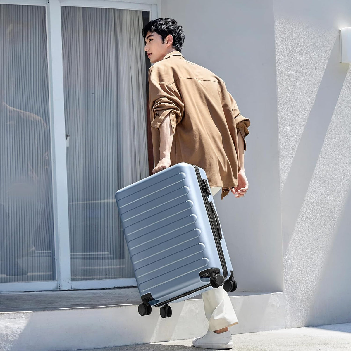 Carry On Luggage 22x14x9 Airline Approved, 20 Inch Luggage with Smooth Spinner Wheels, Expandable, Hard Shell PC Suitcase, Lightweight Travel Luggage, TSA Approved (Shadow, Rhine Max)