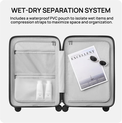 Carry On Luggage 22x14x9 Airline Approved, 20 Inch Luggage with Smooth Spinner Wheels, Expandable, Hard Shell PC Suitcase, Lightweight Travel Luggage, TSA Approved (Shadow, Rhine Max)