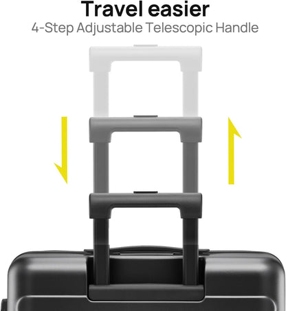 Carry On Luggage 22x14x9 Airline Approved, 20 Inch Luggage with Smooth Spinner Wheels, Expandable, Hard Shell PC Suitcase, Lightweight Travel Luggage, TSA Approved (Shadow, Rhine Max)