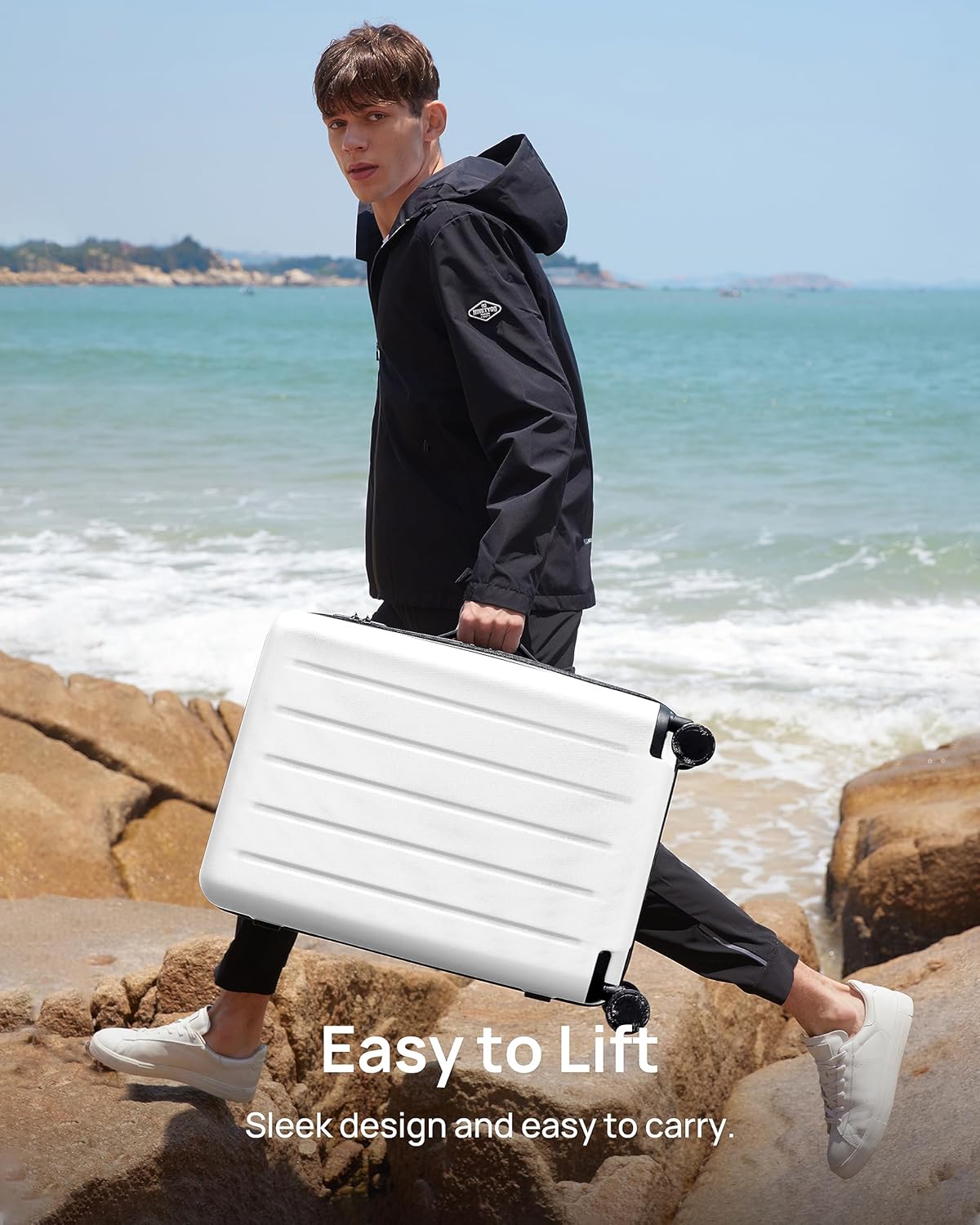 Carry On Luggage 22x14x9 Airline Approved, 20 Inch Luggage with Smooth Spinner Wheels, Expandable, Hard Shell PC Suitcase, Lightweight Travel Luggage, TSA Approved (Shadow, Rhine Max)