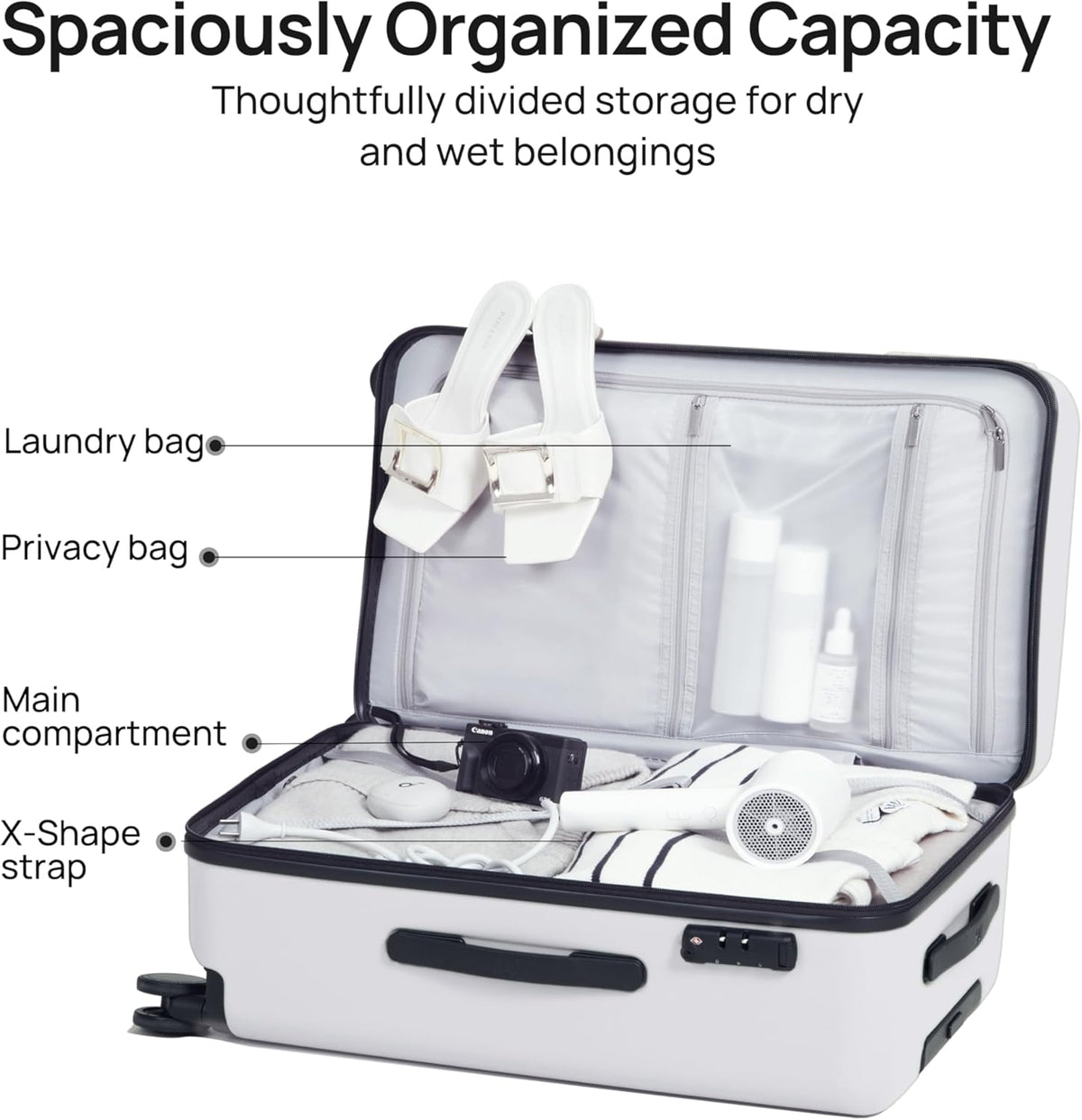 Carry On Luggage 22x14x9 Airline Approved, 20 Inch Luggage with Smooth Spinner Wheels, Expandable, Hard Shell PC Suitcase, Lightweight Travel Luggage, TSA Approved (Shadow, Rhine Max)