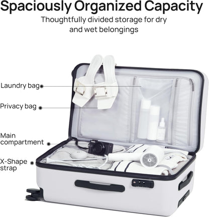 Carry On Luggage 22x14x9 Airline Approved, 20 Inch Luggage with Smooth Spinner Wheels, Expandable, Hard Shell PC Suitcase, Lightweight Travel Luggage, TSA Approved (Shadow, Rhine Max)