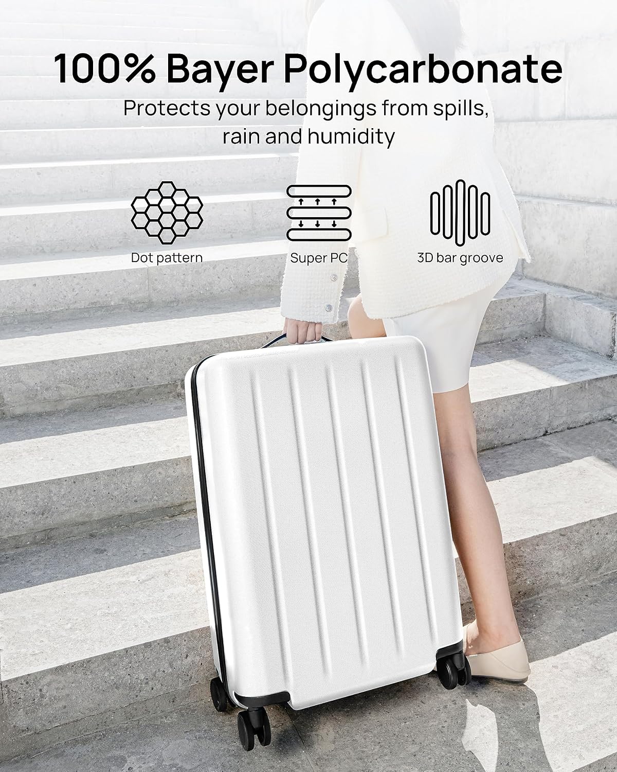Carry On Luggage 22x14x9 Airline Approved, 20 Inch Luggage with Smooth Spinner Wheels, Expandable, Hard Shell PC Suitcase, Lightweight Travel Luggage, TSA Approved (Shadow, Rhine Max)