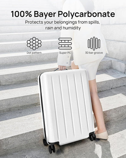 Carry On Luggage 22x14x9 Airline Approved, 20 Inch Luggage with Smooth Spinner Wheels, Expandable, Hard Shell PC Suitcase, Lightweight Travel Luggage, TSA Approved (Shadow, Rhine Max)