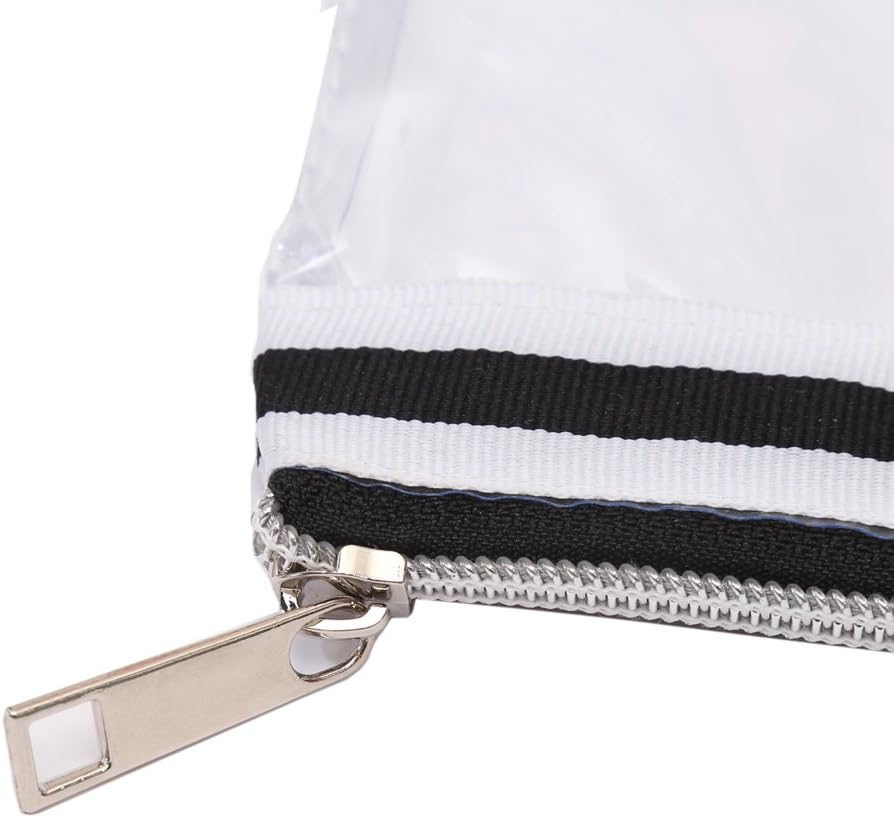 Multi-purpose Waterproof Clear Vinyl Zippered Toiletry Cosmetics Makeup Pouch With French Tape 4-pack