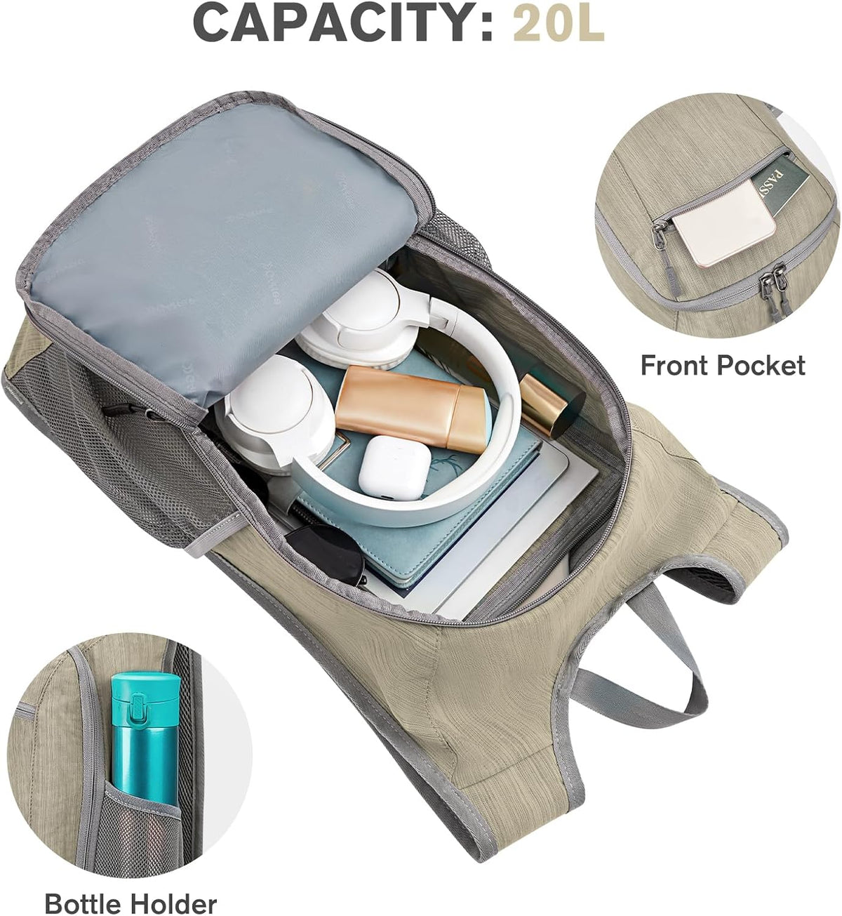 10L/15L Hiking Backpack Lightweight Packable Hiking Daypack Small Travel Outdoor Foldable Shoulder Bag