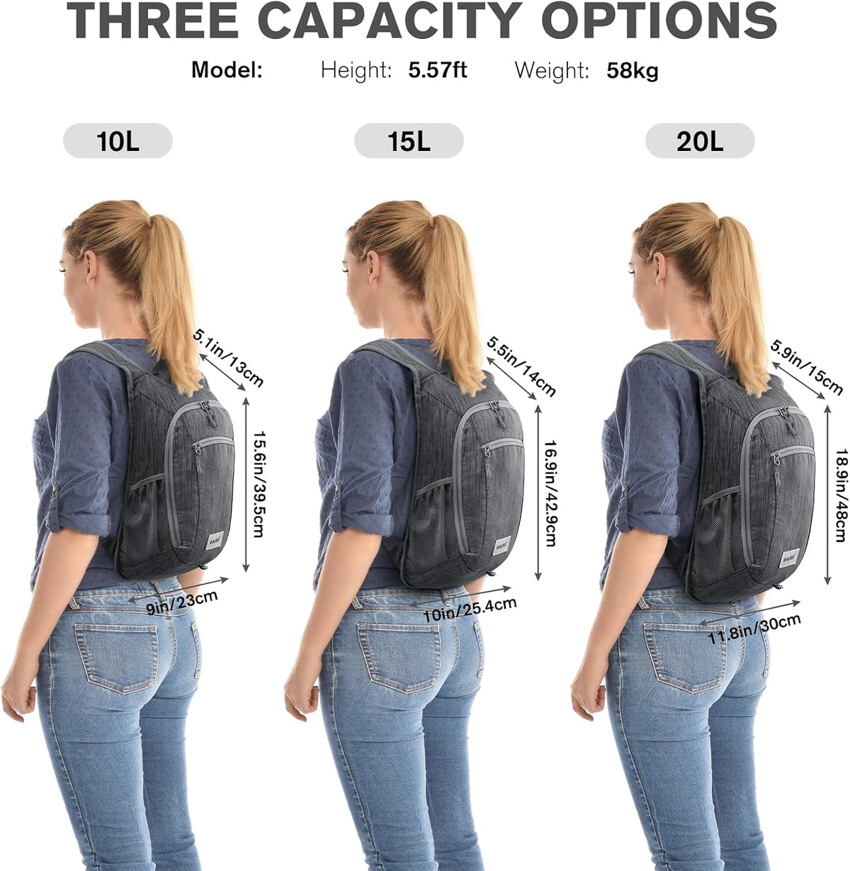 10L/15L Hiking Backpack Lightweight Packable Hiking Daypack Small Travel Outdoor Foldable Shoulder Bag