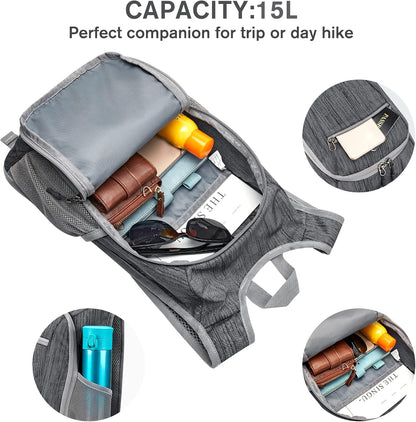 10L/15L Hiking Backpack Lightweight Packable Hiking Daypack Small Travel Outdoor Foldable Shoulder Bag