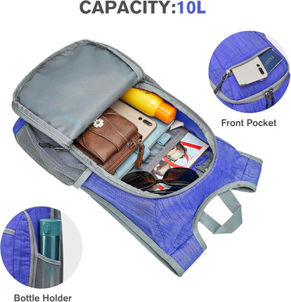 10L/15L Hiking Backpack Lightweight Packable Hiking Daypack Small Travel Outdoor Foldable Shoulder Bag