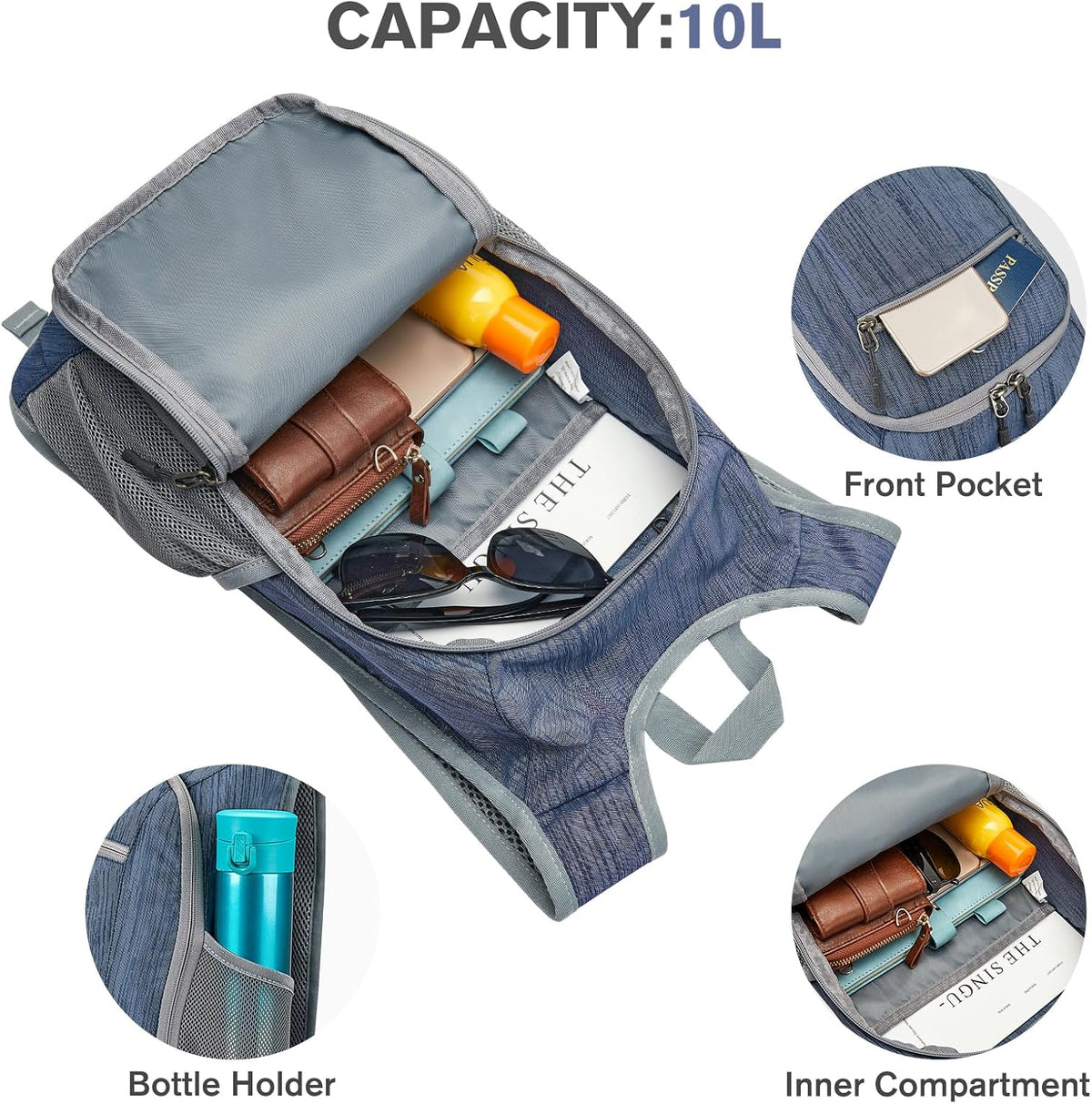 10L/15L Hiking Backpack Lightweight Packable Hiking Daypack Small Travel Outdoor Foldable Shoulder Bag
