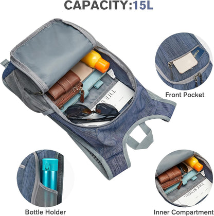 10L/15L Hiking Backpack Lightweight Packable Hiking Daypack Small Travel Outdoor Foldable Shoulder Bag
