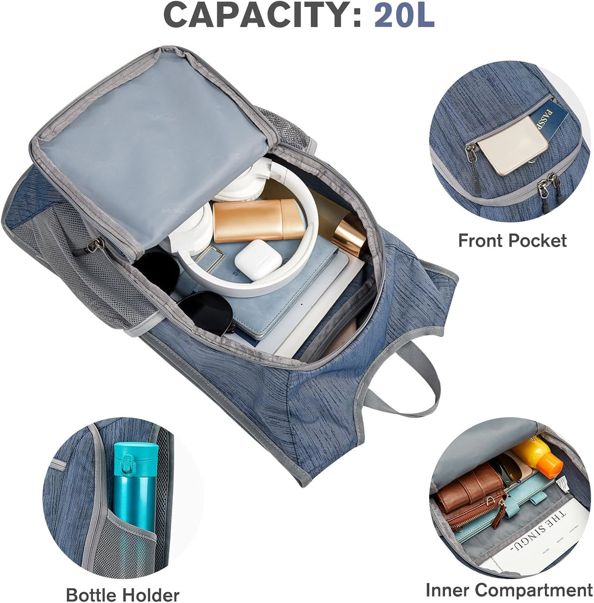 10L/15L Hiking Backpack Lightweight Packable Hiking Daypack Small Travel Outdoor Foldable Shoulder Bag
