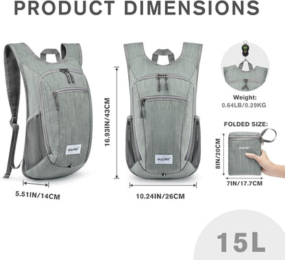 10L/15L Hiking Backpack Lightweight Packable Hiking Daypack Small Travel Outdoor Foldable Shoulder Bag