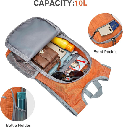 10L/15L Hiking Backpack Lightweight Packable Hiking Daypack Small Travel Outdoor Foldable Shoulder Bag