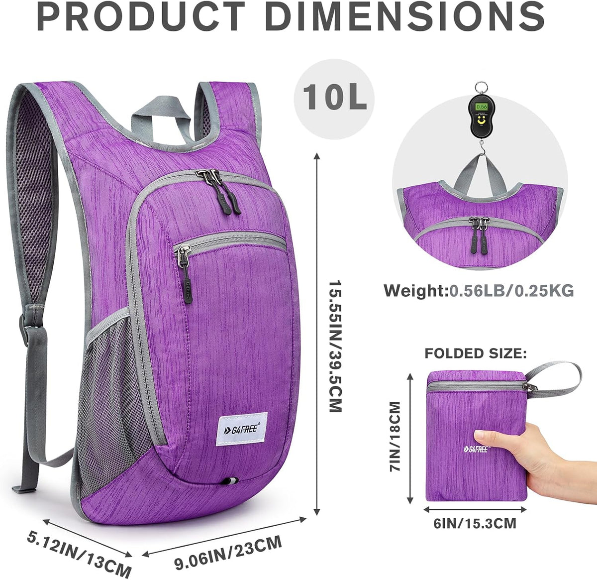 10L/15L Hiking Backpack Lightweight Packable Hiking Daypack Small Travel Outdoor Foldable Shoulder Bag