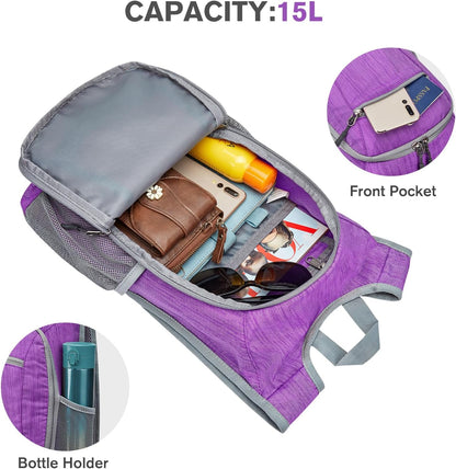 10L/15L Hiking Backpack Lightweight Packable Hiking Daypack Small Travel Outdoor Foldable Shoulder Bag