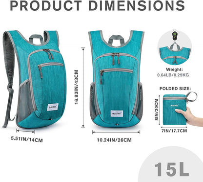 10L/15L Hiking Backpack Lightweight Packable Hiking Daypack Small Travel Outdoor Foldable Shoulder Bag