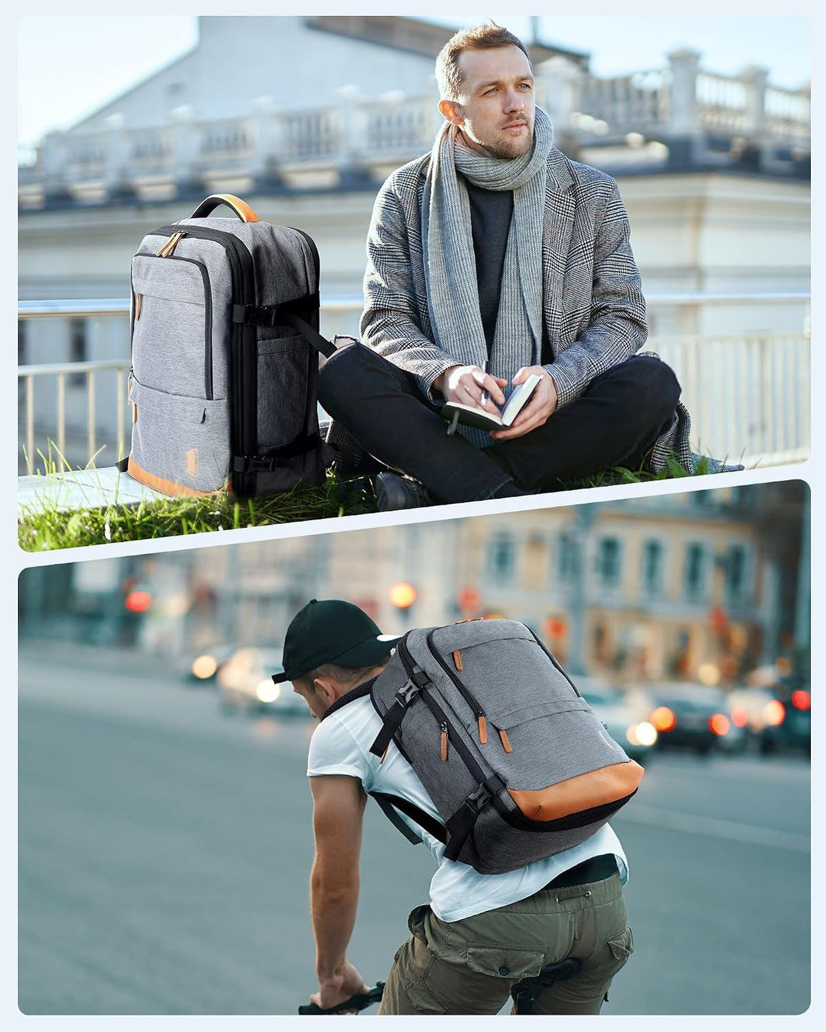 40L Black Travel Laptop Backpack with Packing Cubes and Shoe Bag
