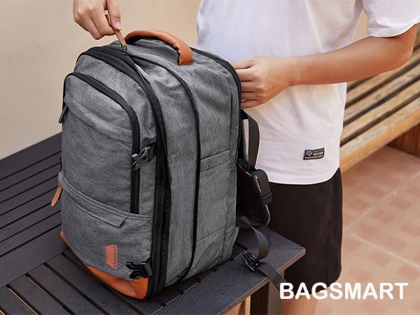 40L Black Travel Laptop Backpack with Packing Cubes and Shoe Bag