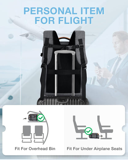 40L Black Travel Laptop Backpack with Packing Cubes and Shoe Bag