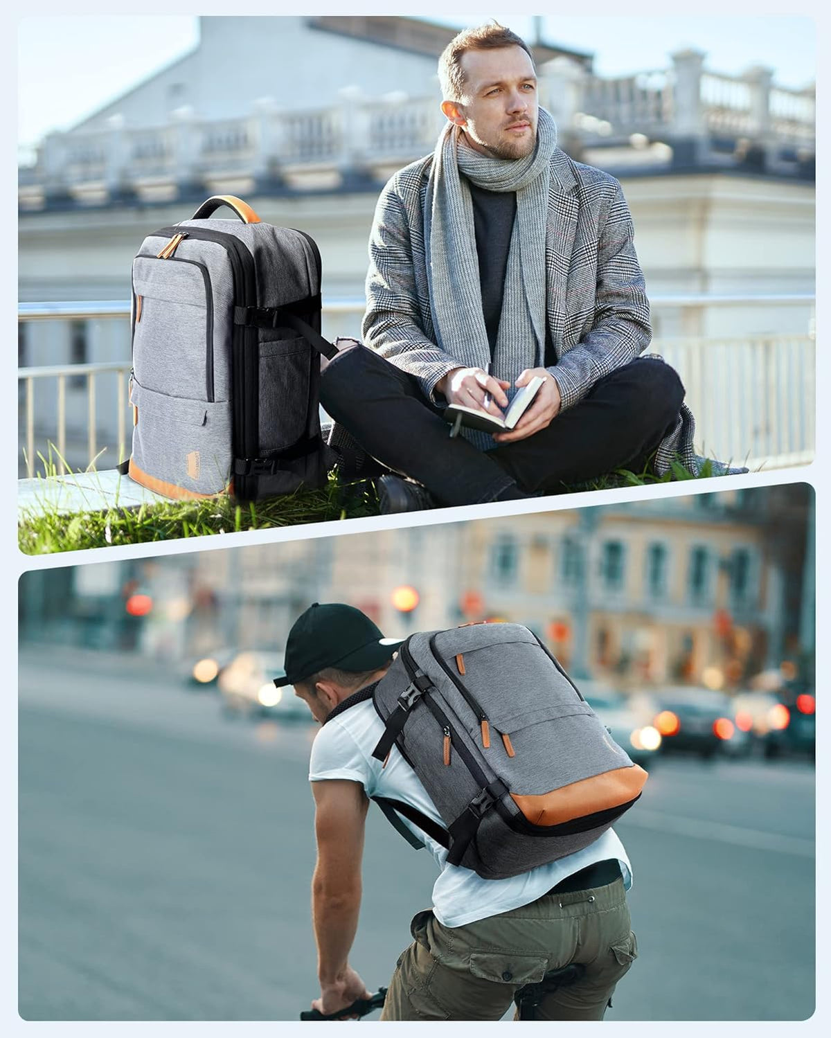 40L Black Travel Laptop Backpack with Packing Cubes and Shoe Bag