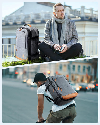 40L Black Travel Laptop Backpack with Packing Cubes and Shoe Bag