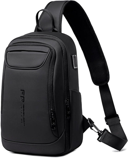 Mens Crossbody Bag, Water Resistant Sling Backpack for Daily/Travel, Gray