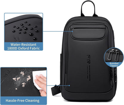 Mens Crossbody Bag, Water Resistant Sling Backpack for Daily/Travel, Gray