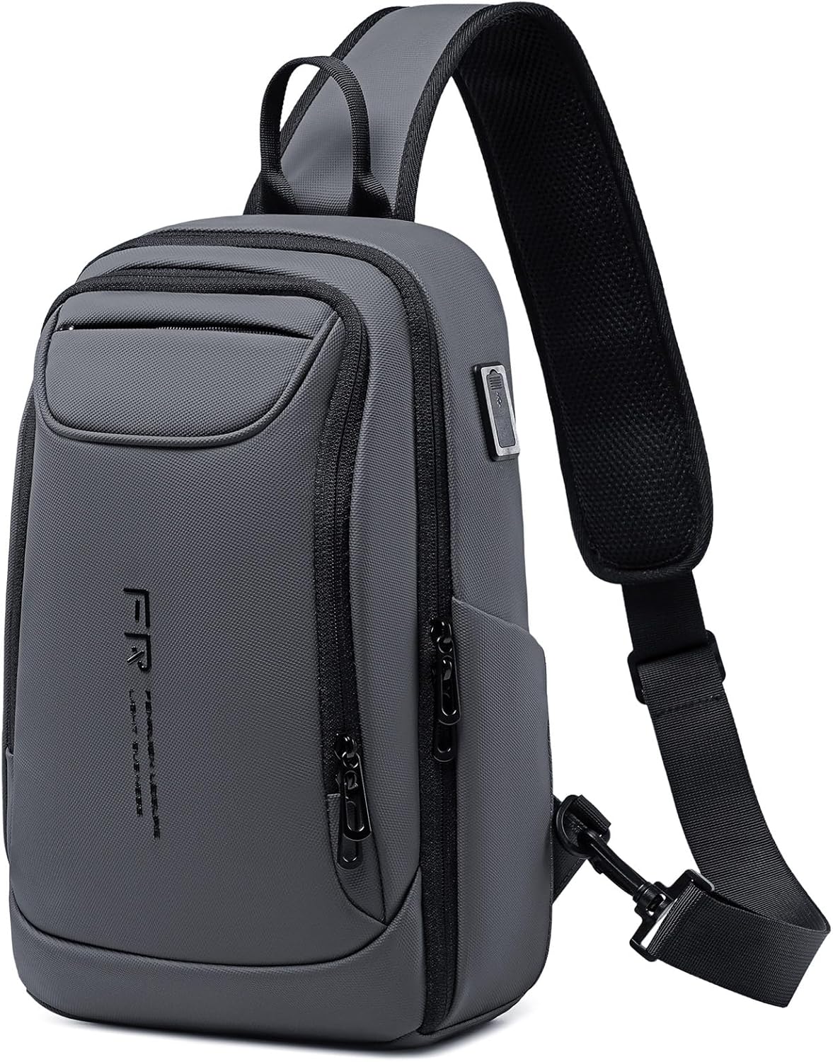 Mens Crossbody Bag, Water Resistant Sling Backpack for Daily/Travel, Gray