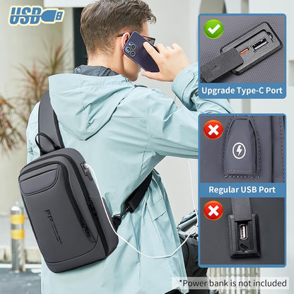 Mens Crossbody Bag, Water Resistant Sling Backpack for Daily/Travel, Gray