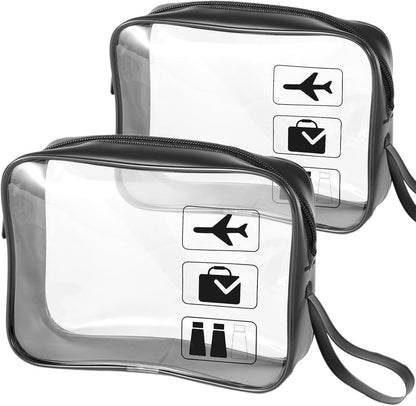TSA Approved Toiletry Bag Carry on Airport Airline Compliant 3Pcs,Clear Makeup Bag Toiletry bags Quart Size Traveling, 3 Packs Clear Travel Bags for Toiletries,Black