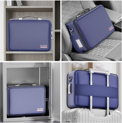 Fireproof File Organizer with Lock, Hard-Shell Case Fireproof Document Box with 13 Pocket Accordion File Folder, Portable Home Office Travel Safe Storage for Important Documents Laptop Beige